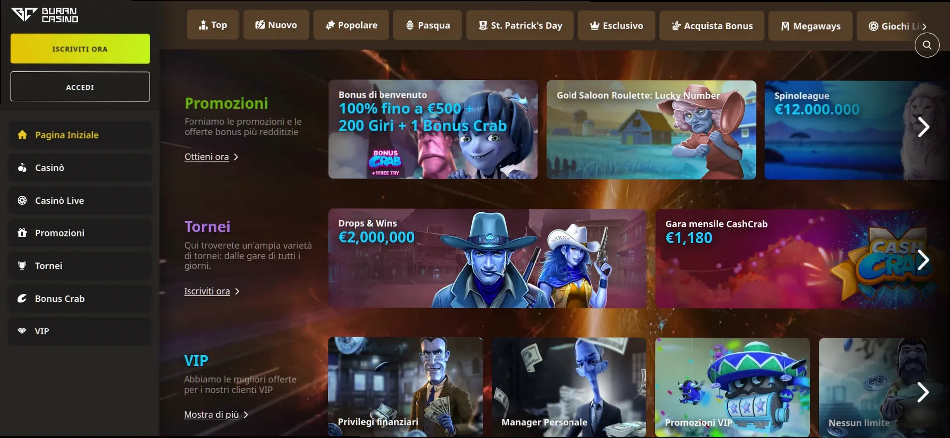 Buran Casino bonus 150% fino a €700 e 200 giri gratis